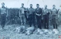 Bohumil Pešák (second from left) on a hunt in 1970