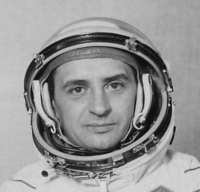 Oldřich Pelčák wearing a spacesuit