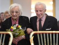 At Ostrava Town Hall with his wife, 75 years after their wedding.