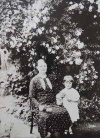 With foster mother Julia Vydrová in 1935