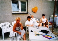 Jiřina Kovářová with co-workers during sports games in a home for the elderly