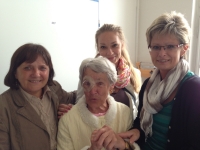 Květa Havelková after the operation of eye with the author, her granddaughter and her daughter in Prague in 2013 
