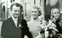 Wedding of Květa and Josef - with her mother in Prague in 1954