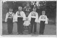 Sabáček boys in traditional clothing, 1937