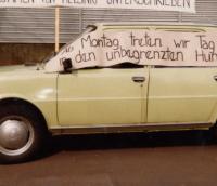 The old car in which they slept while holding a hunger strike