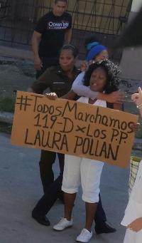 Moya's couple Berta Soler during the repressions against the Ladies in White