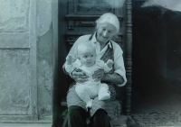 Růžena Dobrovolná with her grandson in Králíky