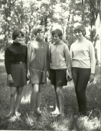 With her schoolmates in Hodonín, Mrs. Dospělová second from right 
