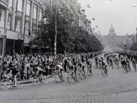 Passing through Wenceslas Square in the Peace Race