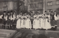 The class III. A of Jiří Wolker grammar school dressed in Moravian folk costume