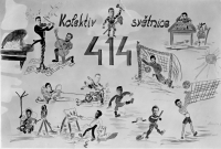 Alois Láznička (s kytarou) / tablo zlínského učiliště / 1950