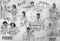 Alois Láznička na tablu z vojny (uprostřed se sádrou) / Praha / 1957