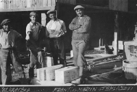 Zdenka Vévodová's father (on the right) with her brother and workers