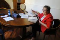 Pamětnice během natáčení rozhovoru, Florencie, 2018