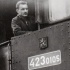 Josef Chrástka v roce 1959 při své první službě jako strojvůdce, Volary